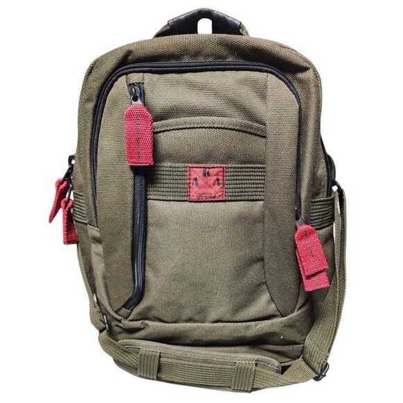 AKA Olive Green Heavy Canvas Backpack Shoulder Bag NWOT - Picture 1 of 13